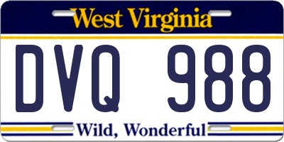 WV license plate DVQ988