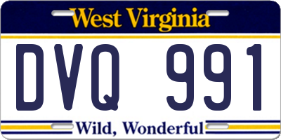 WV license plate DVQ991
