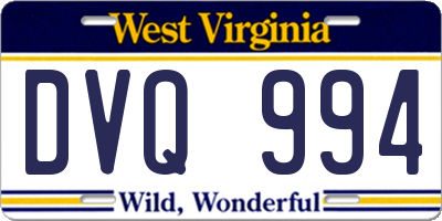 WV license plate DVQ994