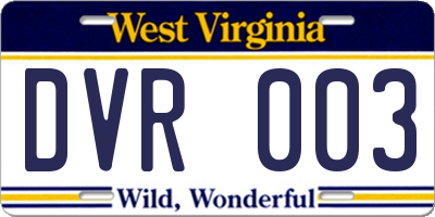 WV license plate DVR003