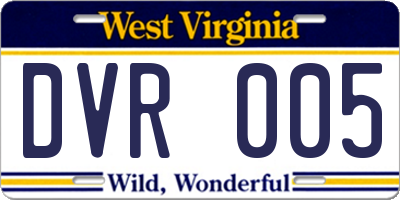 WV license plate DVR005