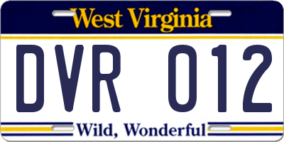 WV license plate DVR012