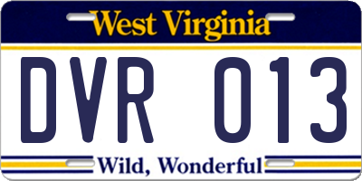 WV license plate DVR013