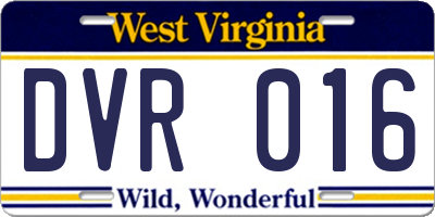 WV license plate DVR016