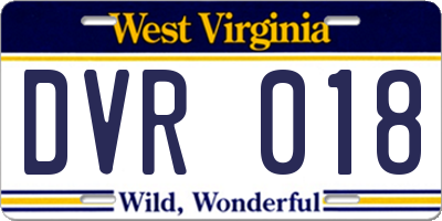 WV license plate DVR018