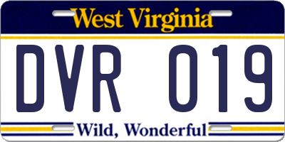 WV license plate DVR019