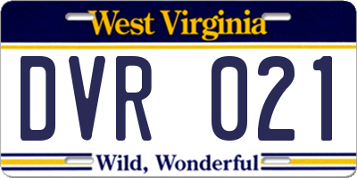WV license plate DVR021