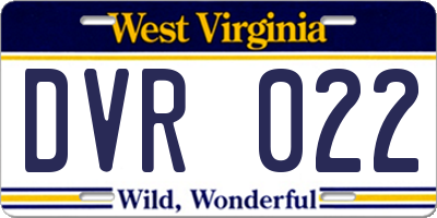 WV license plate DVR022