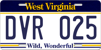 WV license plate DVR025