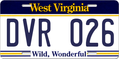 WV license plate DVR026