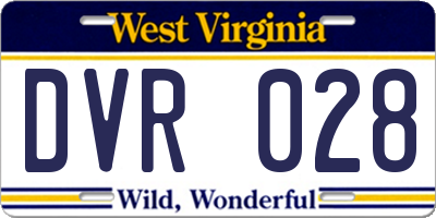 WV license plate DVR028