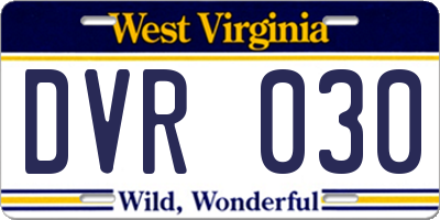 WV license plate DVR030