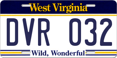WV license plate DVR032