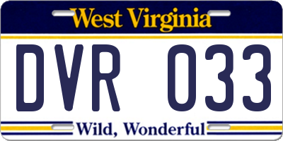 WV license plate DVR033