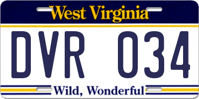 WV license plate DVR034