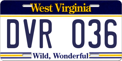 WV license plate DVR036