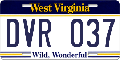 WV license plate DVR037