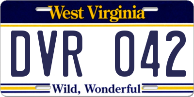 WV license plate DVR042