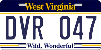 WV license plate DVR047