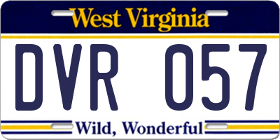 WV license plate DVR057
