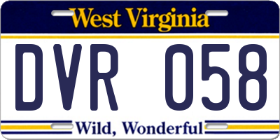 WV license plate DVR058