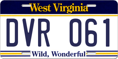WV license plate DVR061