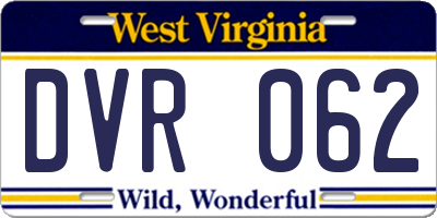 WV license plate DVR062