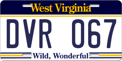 WV license plate DVR067