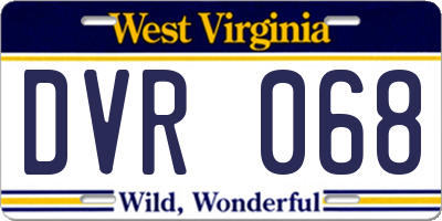 WV license plate DVR068