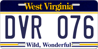 WV license plate DVR076