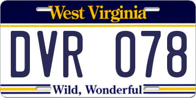 WV license plate DVR078