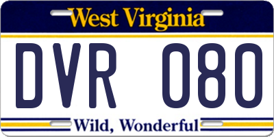 WV license plate DVR080