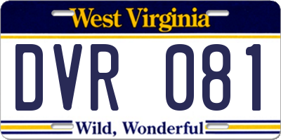 WV license plate DVR081
