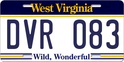 WV license plate DVR083