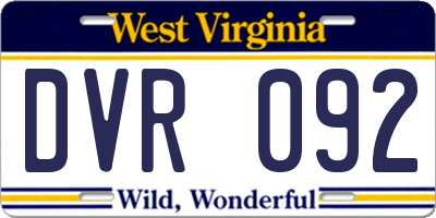 WV license plate DVR092