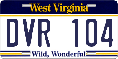 WV license plate DVR104