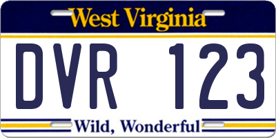 WV license plate DVR123