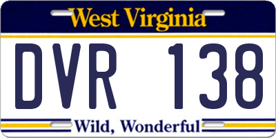 WV license plate DVR138