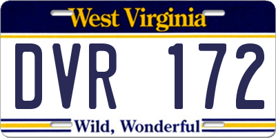 WV license plate DVR172
