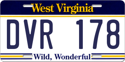 WV license plate DVR178