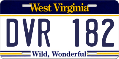 WV license plate DVR182