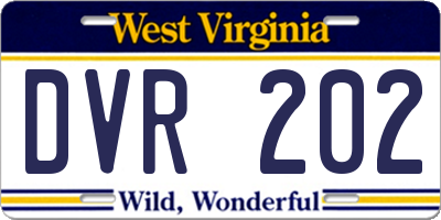 WV license plate DVR202