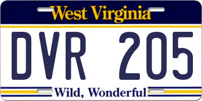 WV license plate DVR205