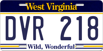 WV license plate DVR218