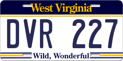 WV license plate DVR227