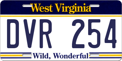 WV license plate DVR254