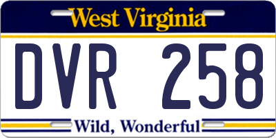 WV license plate DVR258