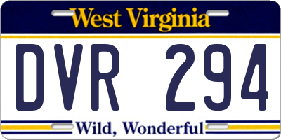 WV license plate DVR294