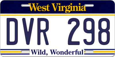 WV license plate DVR298