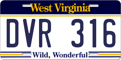 WV license plate DVR316